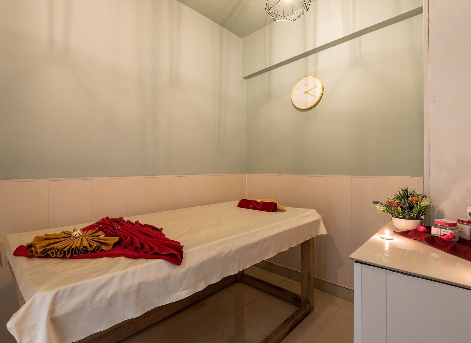 A massage table at a spa at DLS Highland Resort and Spa, Mussoorie.